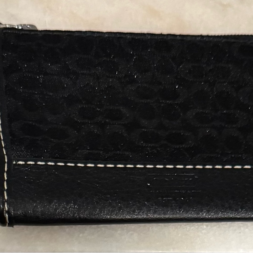 Coach Black Textured Wallet Shimmer